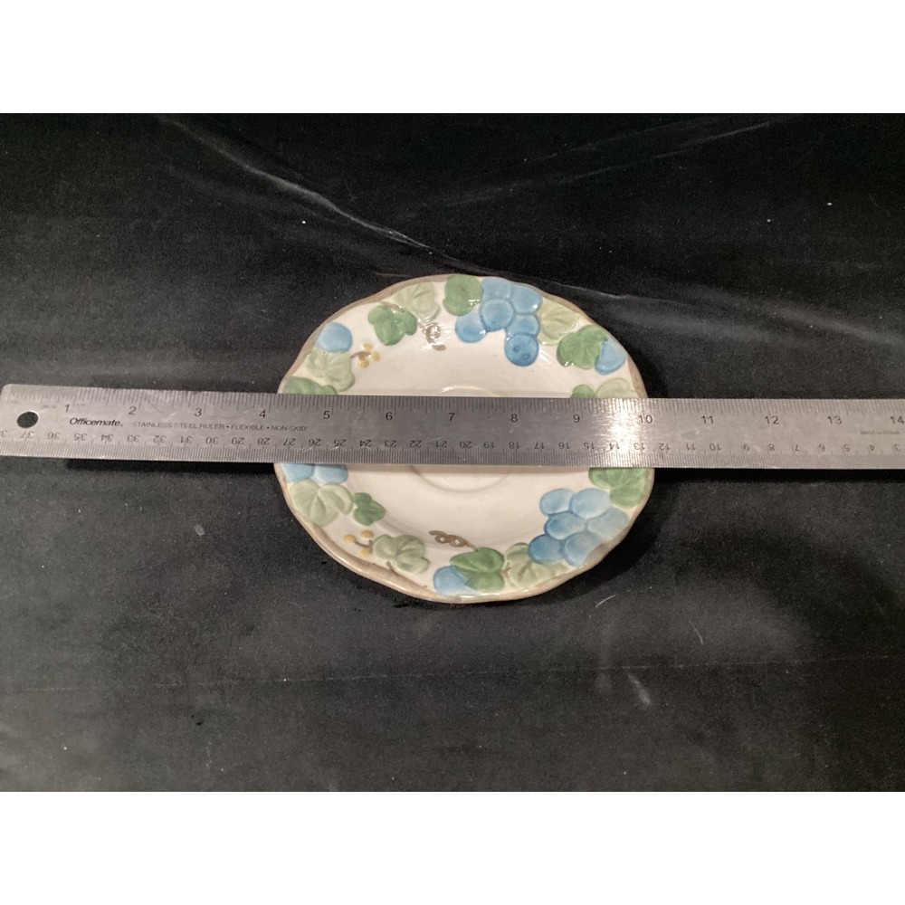 Metlox POPPYTRAIL Sculptured BLUE Grape SAUCERS Set of 2